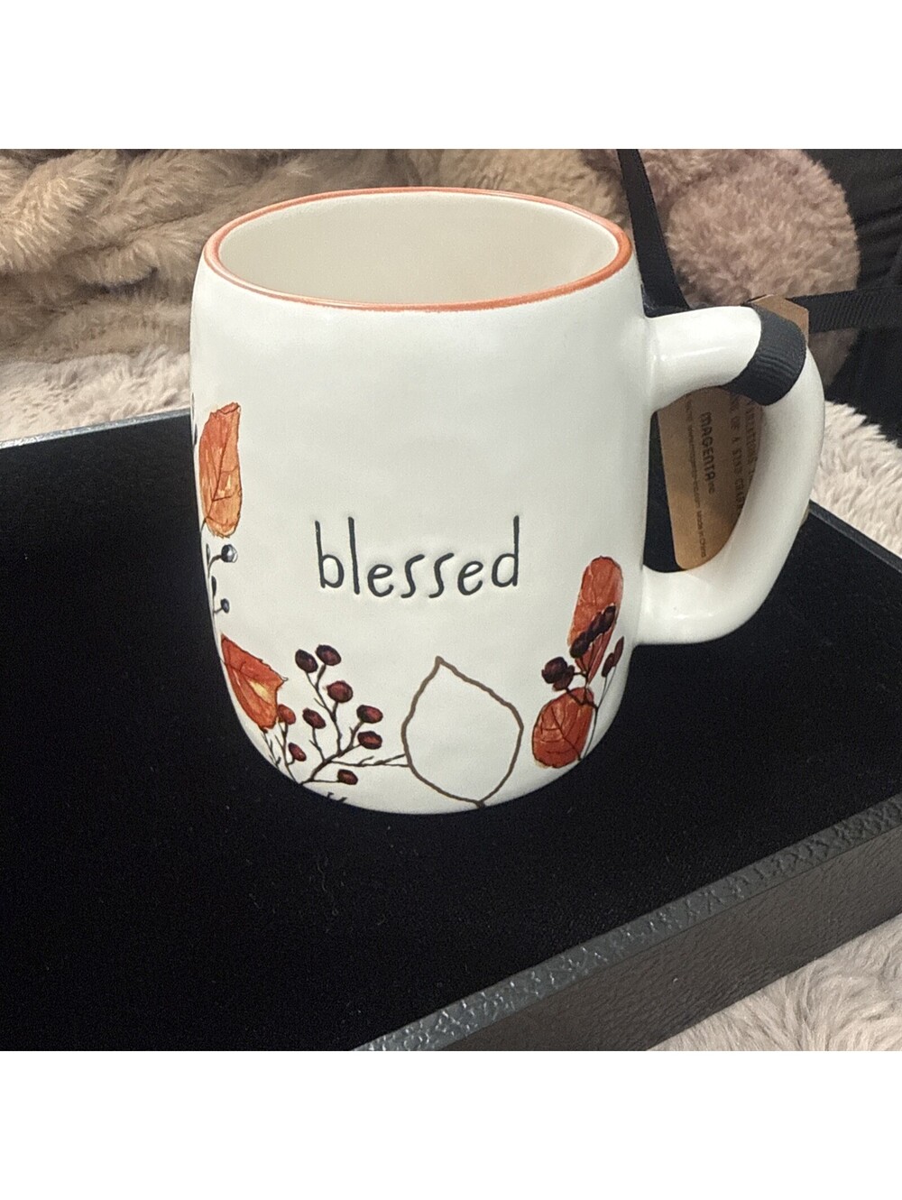 Rae Dunn Blessed Mug Fall Autumn Acorn Botanical Barrel Shape New w/ Tag